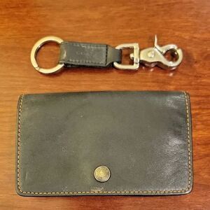 Coach Dark Leather Key Holder and Card Wallet